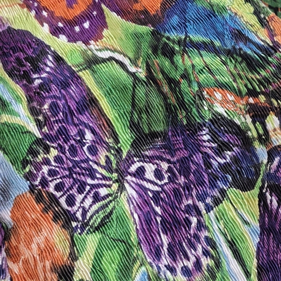 Alberto Makali Vibrant Crinkle Butterfly Open Front Cardigan Topper - Size M - Picture 7 of 10